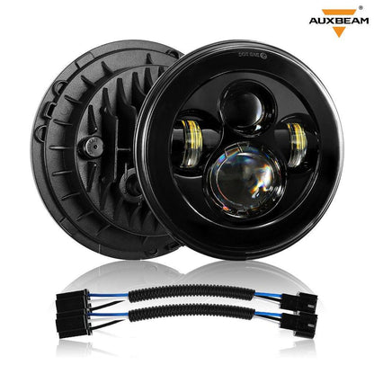 7'' LED Headlight Replacement + 4'' LED Fog Light + LED Smoke Tail Light + Front Turn Signal & Fender Flares Side Marker Light for Jeep Wrangler JK