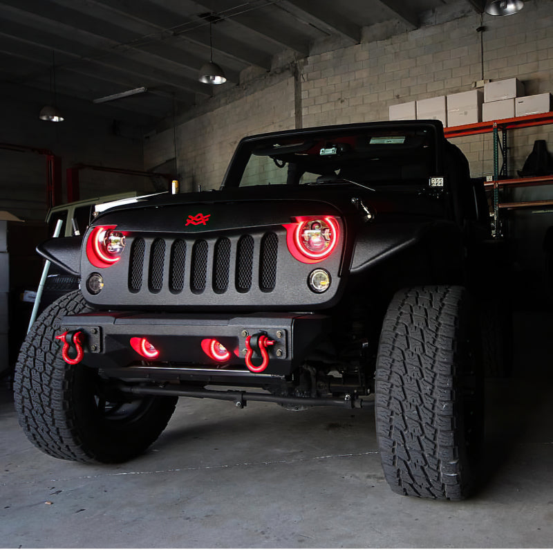 Oracle Lighting 07-09 Jeep Wrangler JK Pre-Assembled LED Halo Fog Lights -Red