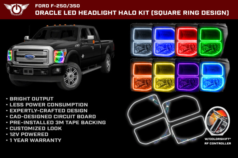 Oracle Ford F250/350 11-16 Halo Kit (Square Ring Design) - w/ Simple Controller