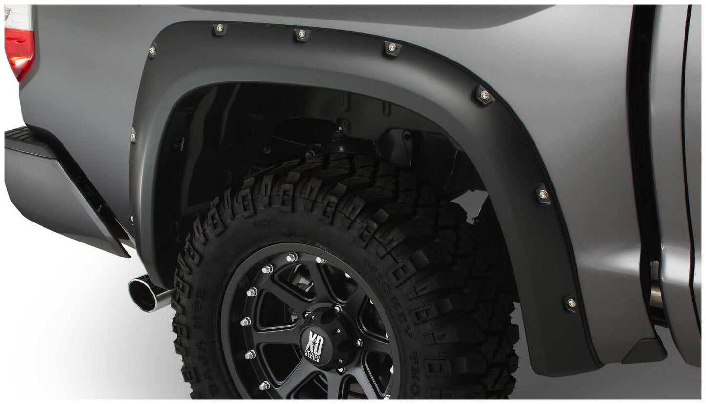 Black Pocket/Rivet Style Smooth Finish Rear Fender Flares For 2014-2021 Toyota Tundra Bushwacker