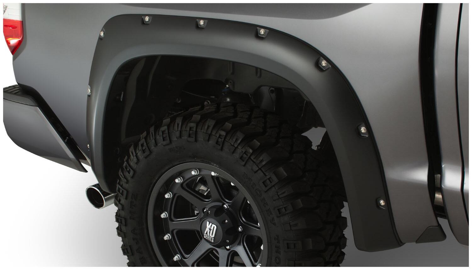 Black Pocket/Rivet Style Smooth Finish Rear Fender Flares For 2014-2021 Toyota Tundra Bushwacker