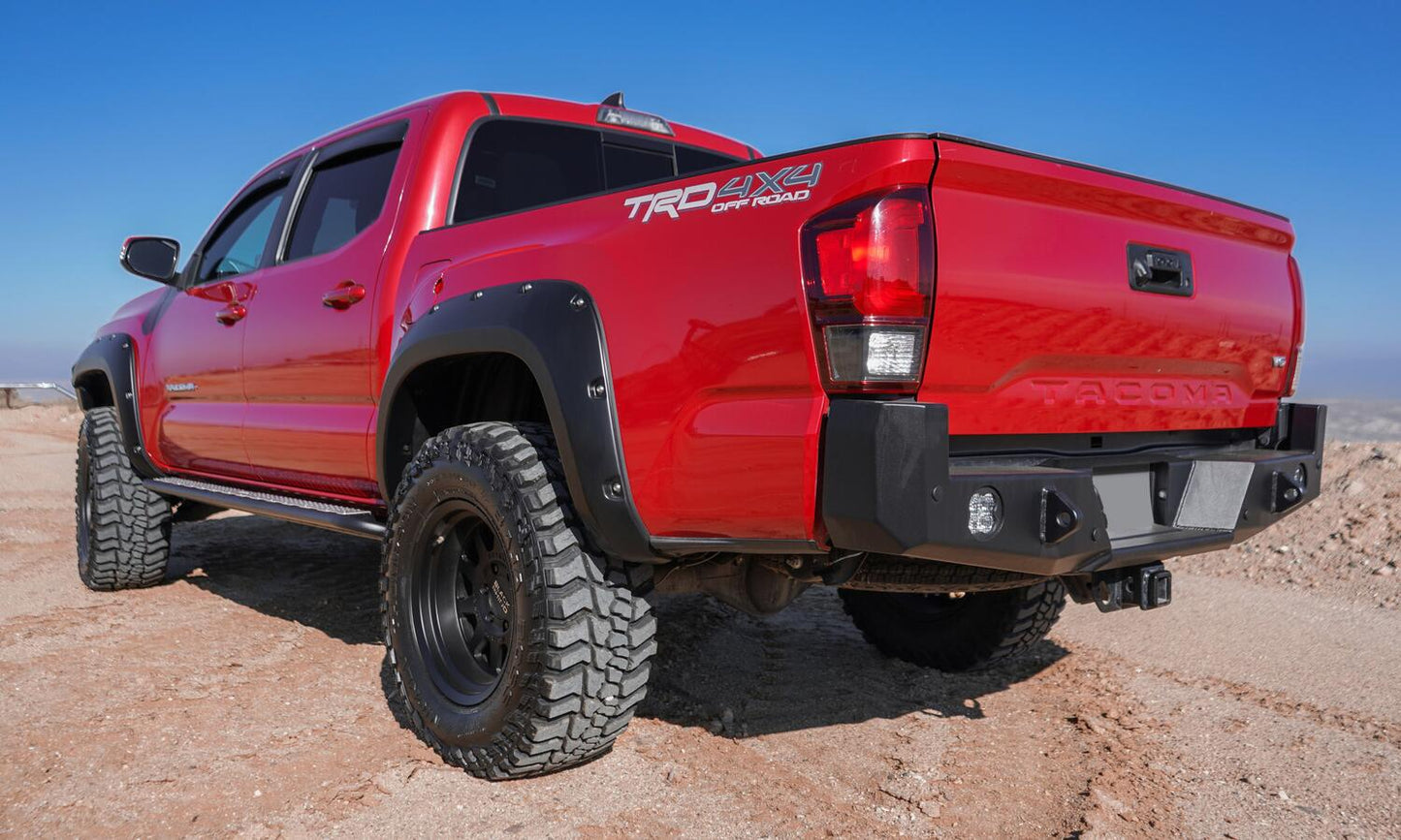 Black Pocket/Rivet Style Smooth Finish Front Fender Flares For 22-26 Toyota Tundra Bushwacker