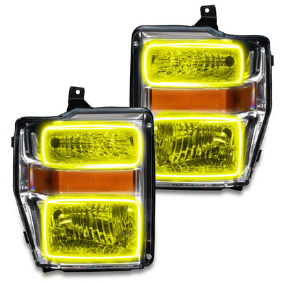 Oracle 08-10 Ford F250/350 Pre-Assembled Halo Headlights - Chrome Housing - ColorSHIFT