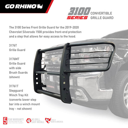 3100 Series StepGuard with Brush Guards Textured Black 2019-2021 Silverado 1500 2022-2022 Silverado 1500 LTD Go Rhino