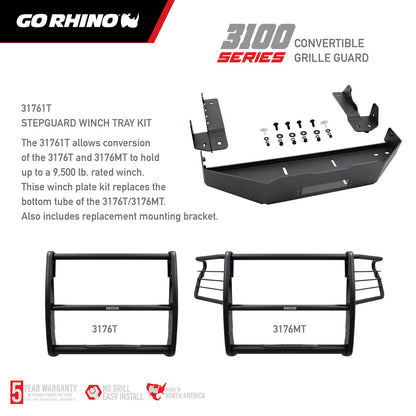 3100 Series StepGuard with Brush Guards Textured Black 2019-2021 Silverado 1500 2022-2022 Silverado 1500 LTD Go Rhino