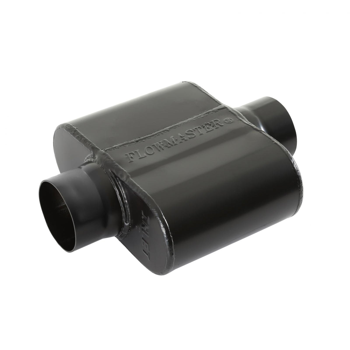 10 Series Delta Force Race Muffler 10 Series Race Muffler 2.50 Center In 2.50 Center Out Low Profile Aggressive Sound Flowmaster