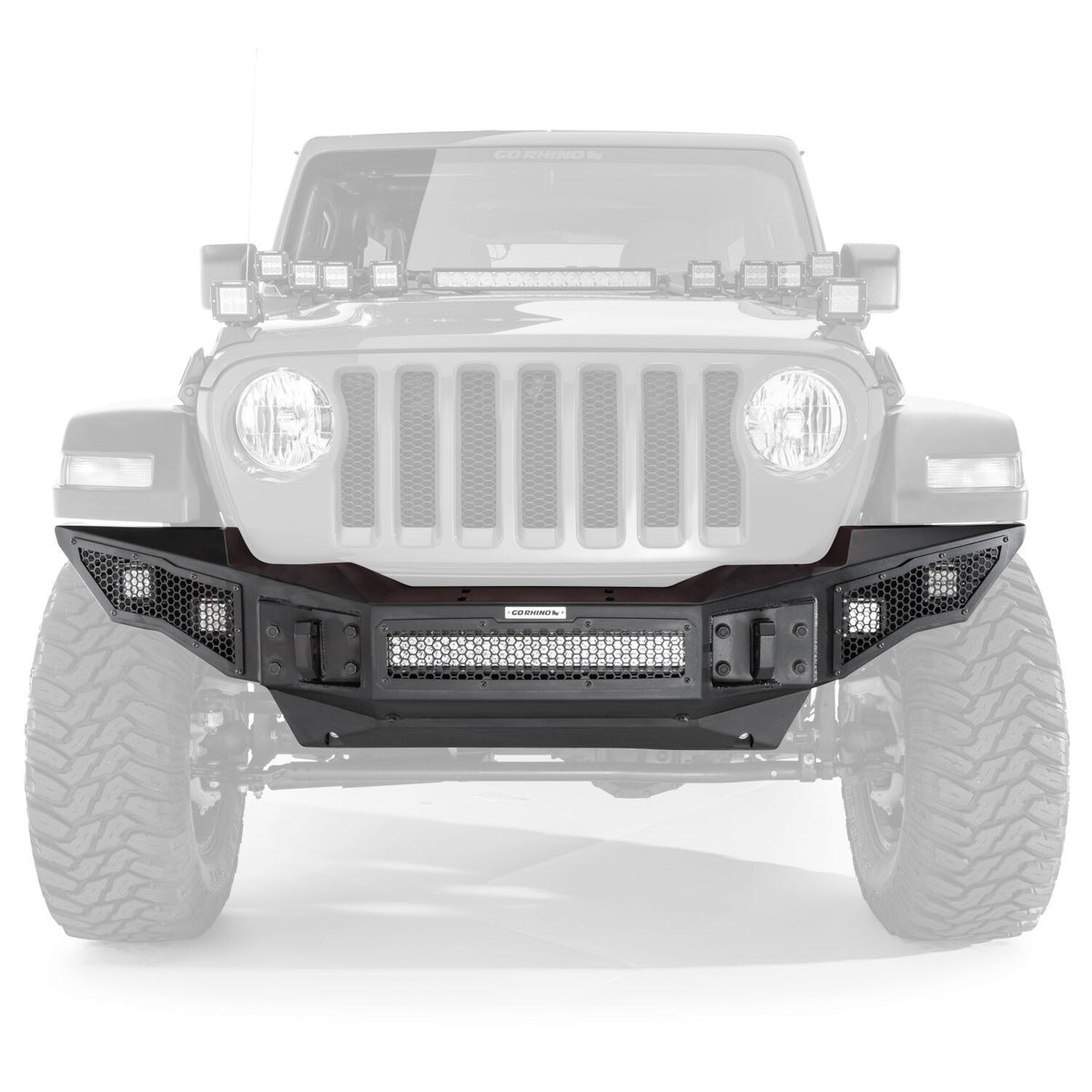 Rockline Front Full Width Bumper Textured Black 2007-2025 Jeep Wrangler JK/JL 2020-2025 Jeep Gladiator Go Rhino