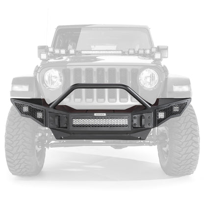 Rockline Front Full Width Bumper W/ Overrider Textured Black 2007-2024 Jeep Wrangler JK/JL 2020-2025 Jeep Gladiator Go Rhino