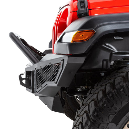 Rockline Front Full Width Bumper W/ Overrider Textured Black 2007-2024 Jeep Wrangler JK/JL 2020-2025 Jeep Gladiator Go Rhino