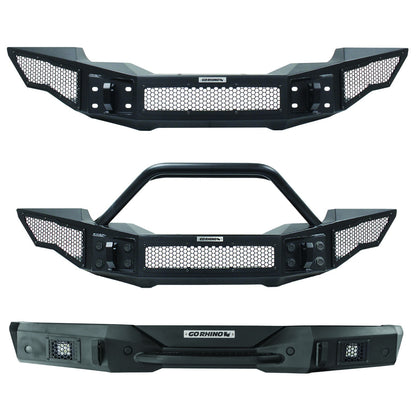 Rockline Front Full Width Bumper W/ Overrider Textured Black 2007-2024 Jeep Wrangler JK/JL 2020-2025 Jeep Gladiator Go Rhino