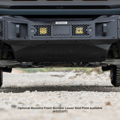 Rockline Winch Ready Front Full Width Bumper For Ford Bronco Textured Black 2021-2026 Ford Bronco Go Rhino