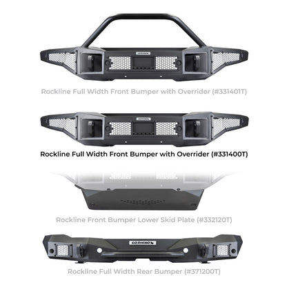 Rockline Winch Ready Front Full Width Bumper For Ford Bronco Textured Black 2021-2026 Ford Bronco Go Rhino