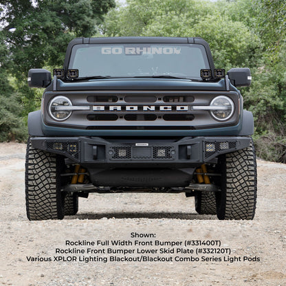 Rockline Winch Ready Front Full Width Bumper For Ford Bronco Textured Black 2021-2026 Ford Bronco Go Rhino