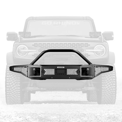 Rockline Winch Ready Front Full Width Bumper With Overrider For Ford Bronco Textured Black 2021-2026 Ford Bronco Go Rhino