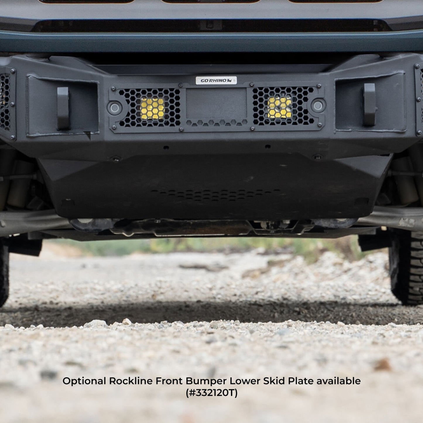 Rockline Winch Ready Front Full Width Bumper With Overrider For Ford Bronco Textured Black 2021-2026 Ford Bronco Go Rhino