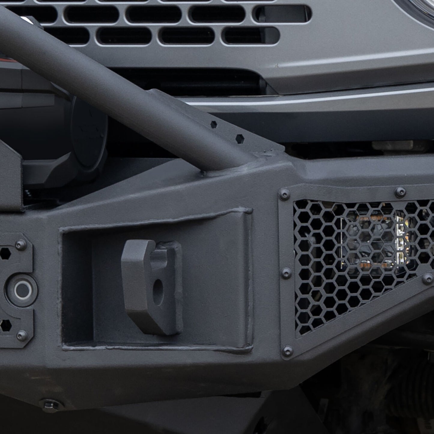 Rockline Winch Ready Front Full Width Bumper With Overrider For Ford Bronco Textured Black 2021-2026 Ford Bronco Go Rhino