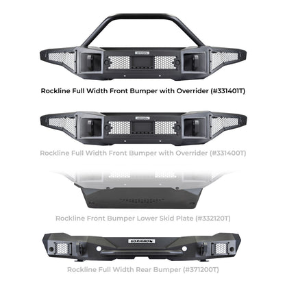 Rockline Winch Ready Front Full Width Bumper With Overrider For Ford Bronco Textured Black 2021-2026 Ford Bronco Go Rhino