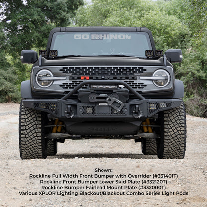 Rockline Winch Ready Front Full Width Bumper With Overrider For Ford Bronco Textured Black 2021-2026 Ford Bronco Go Rhino