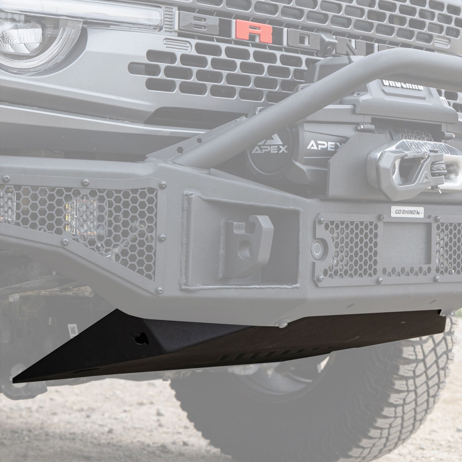 Rockline Front Bumper Lower Skid Plate For Ford Bronco Textured Black 2021-2026 Ford Bronco 2025-2025 Jeep Gladiator Go Rhino