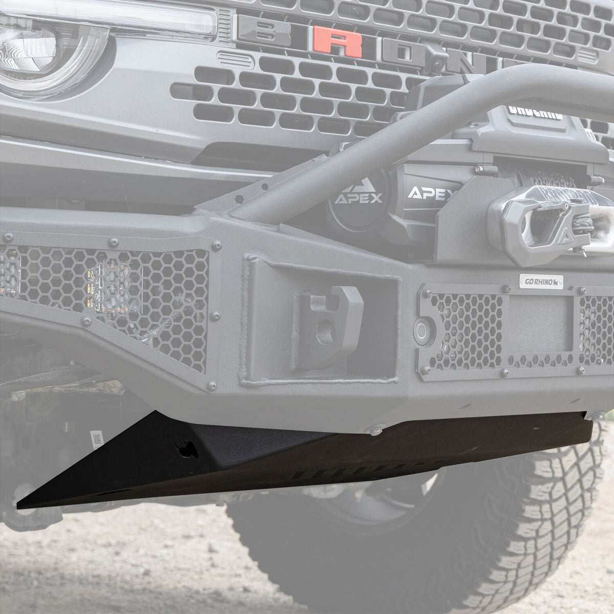 Rockline Front Bumper Lower Skid Plate For Ford Bronco Textured Black 2021-2026 Ford Bronco 2025-2025 Jeep Gladiator Go Rhino