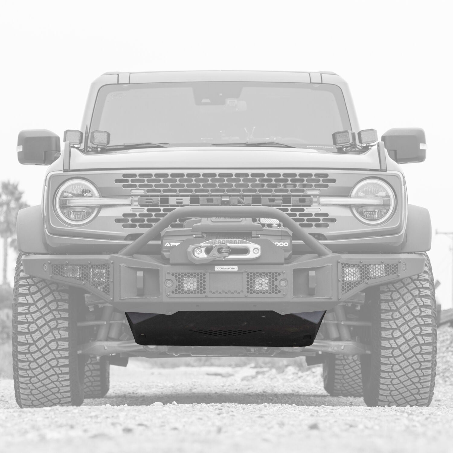 Rockline Front Bumper Lower Skid Plate For Ford Bronco Textured Black 2021-2026 Ford Bronco 2025-2025 Jeep Gladiator Go Rhino