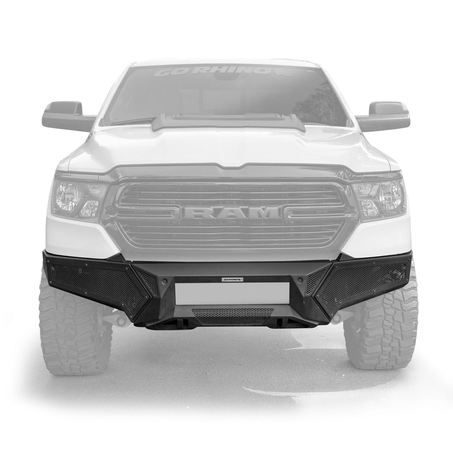 Element Front Bumper with Fixed Light Bar Mount Textured Black 2019-2024 Ram 1500 Go Rhino