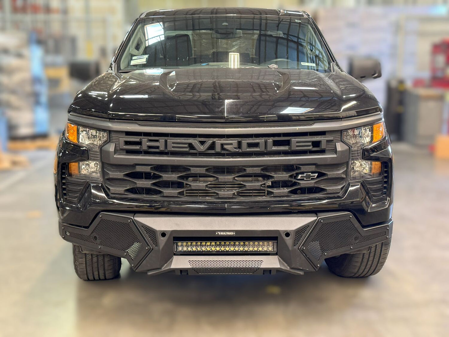Element Front Bumper W/Power Actuated LightBar Mount Texured Black 2019-2022 Silverado/Sierra 1500 Go Rhino