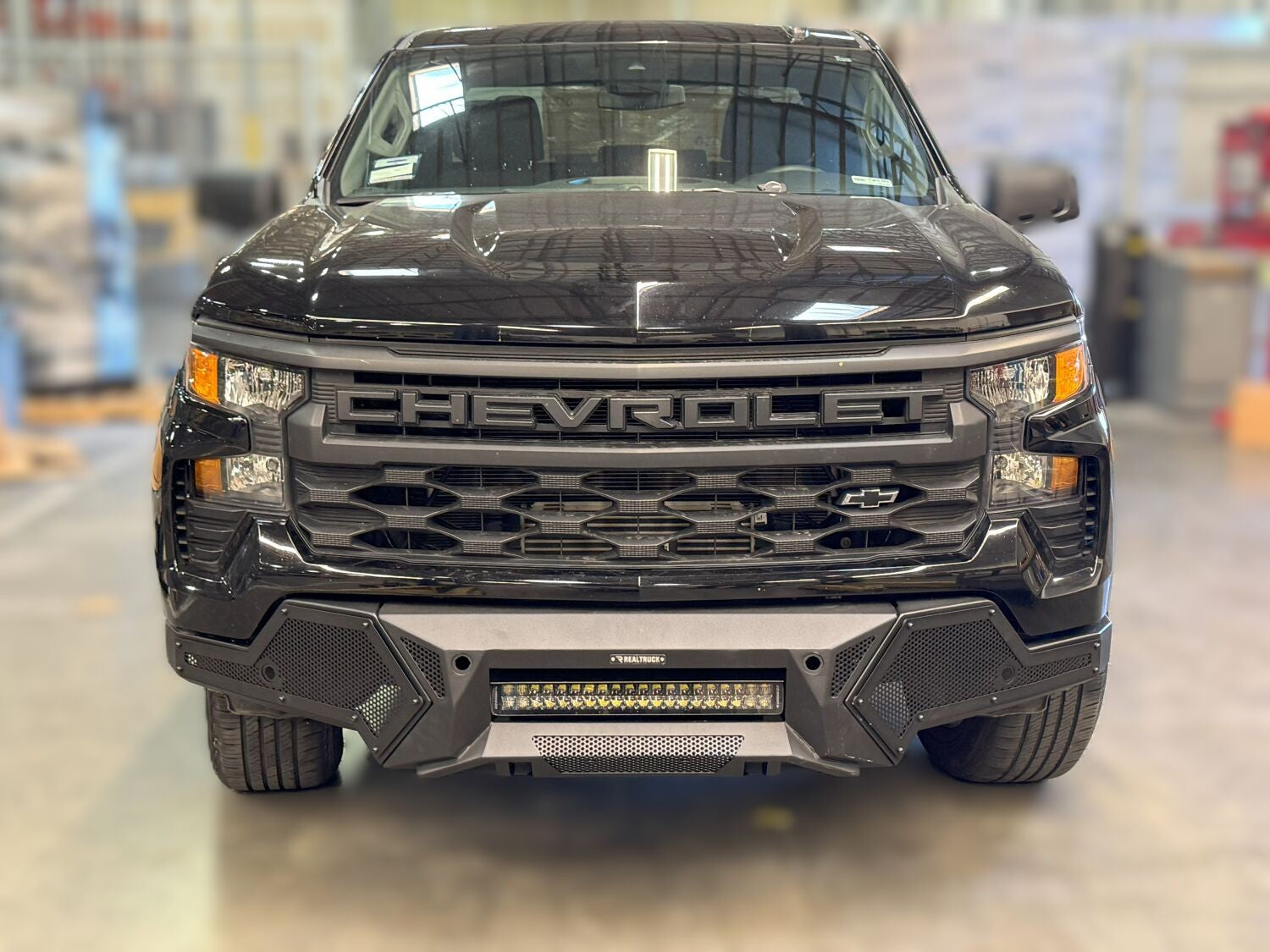 Element Front Bumper W/Power Actuated LightBar Mount Texured Black 2019-2022 Silverado/Sierra 1500 Go Rhino