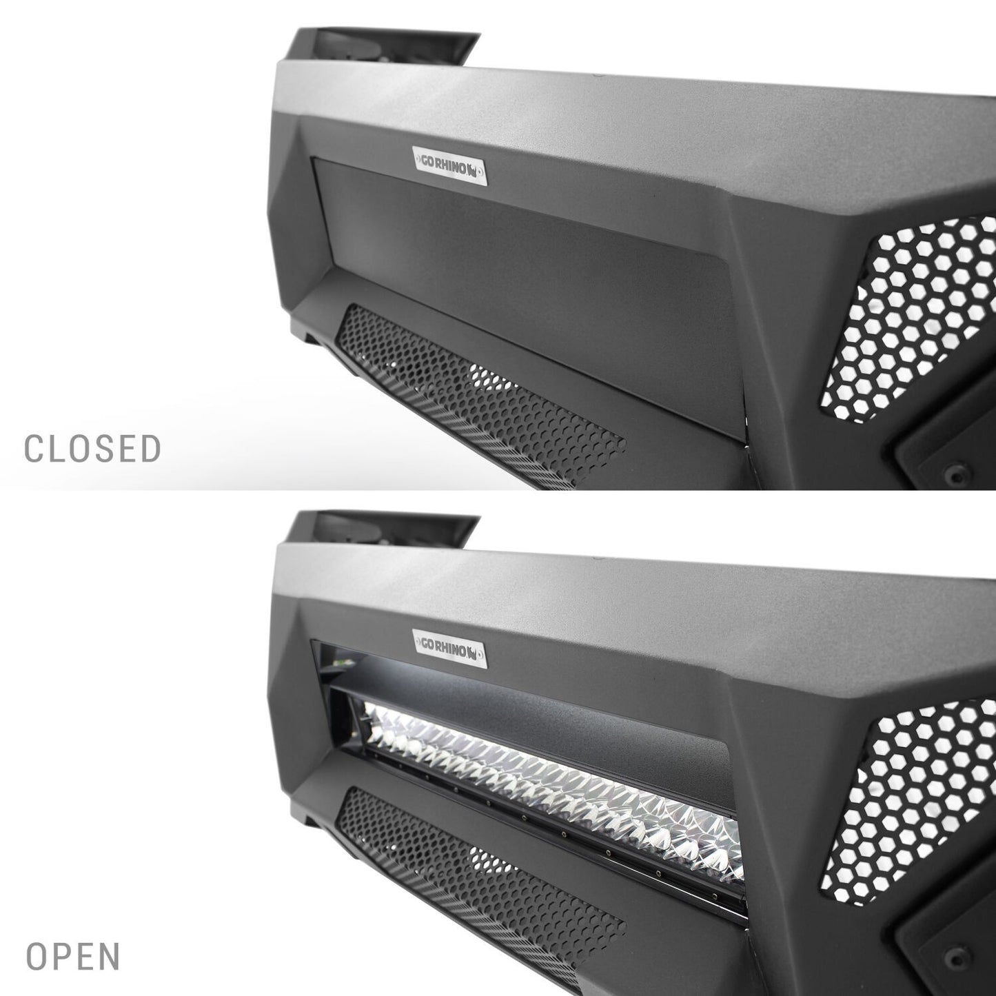 Element Front Bumper W/Power Actuated LightBar Mount Texured Black 2019-2022 Silverado/Sierra 1500 Go Rhino