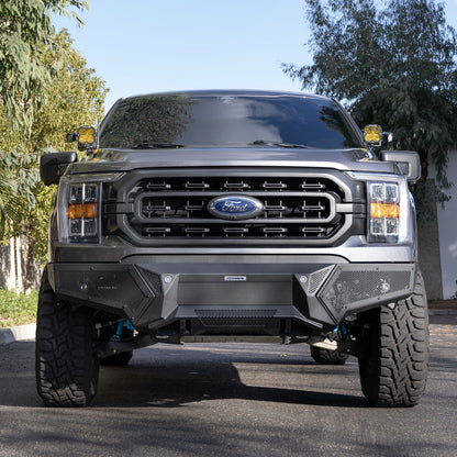 Element Front Bumper with Power Actuated Hide Away Light Bar Mount Textured Black 2021-2023 Ford F-150 Go Rhino