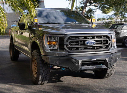 Element Front Bumper with Power Actuated Hide Away Light Bar Mount Textured Black 2021-2023 Ford F-150 Go Rhino