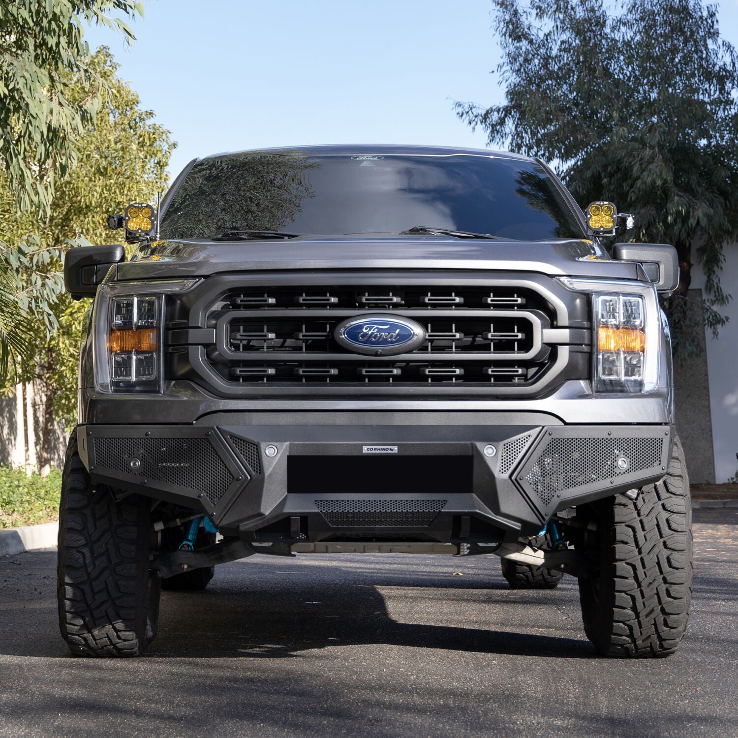 Element Front Bumper with Fixed Light Bar Mount Textured Black 2021-2023 Ford F-150 Go Rhino