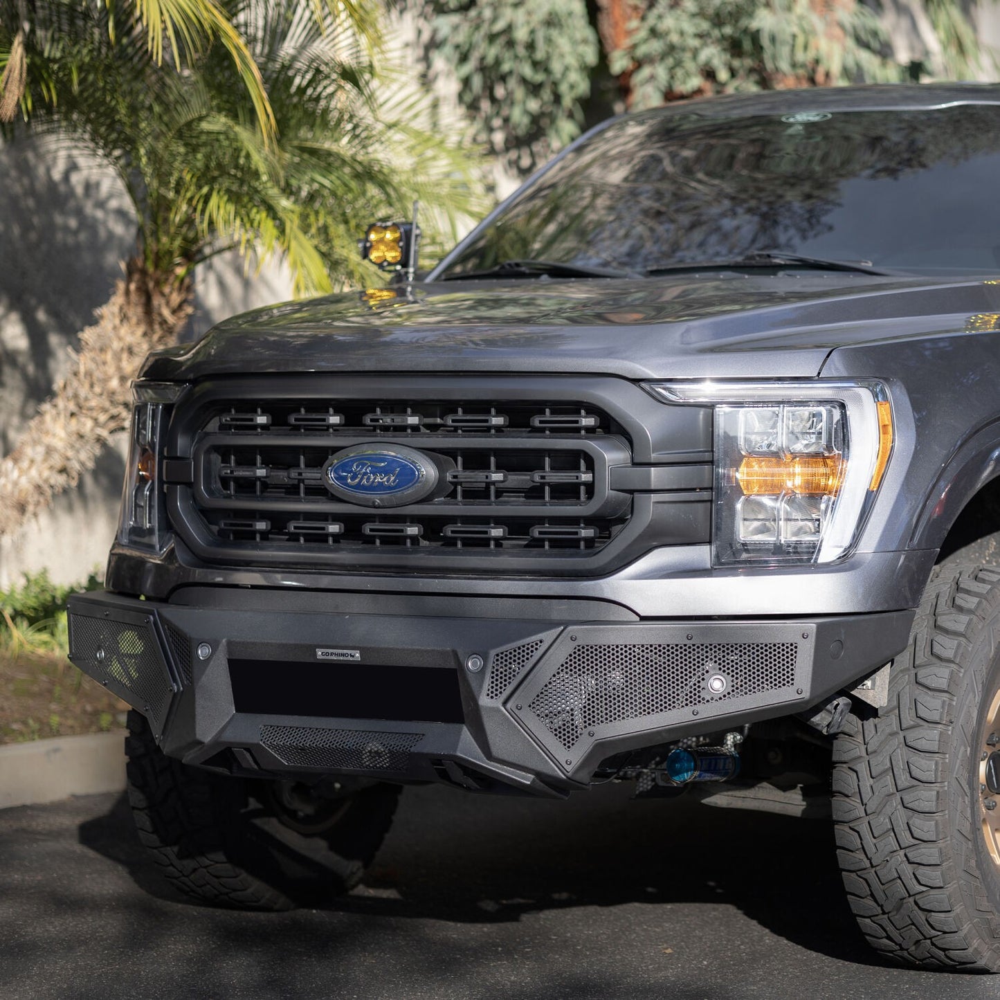 Element Front Bumper with Fixed Light Bar Mount Textured Black 2021-2023 Ford F-150 Go Rhino