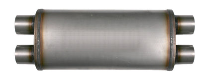 Diesel Exhaust Muffler 28 Inch Oval 3.5 Inch Dual Inlet/Outlet Stainless Exhaust Muffler Performance Perforated Diamond Eye