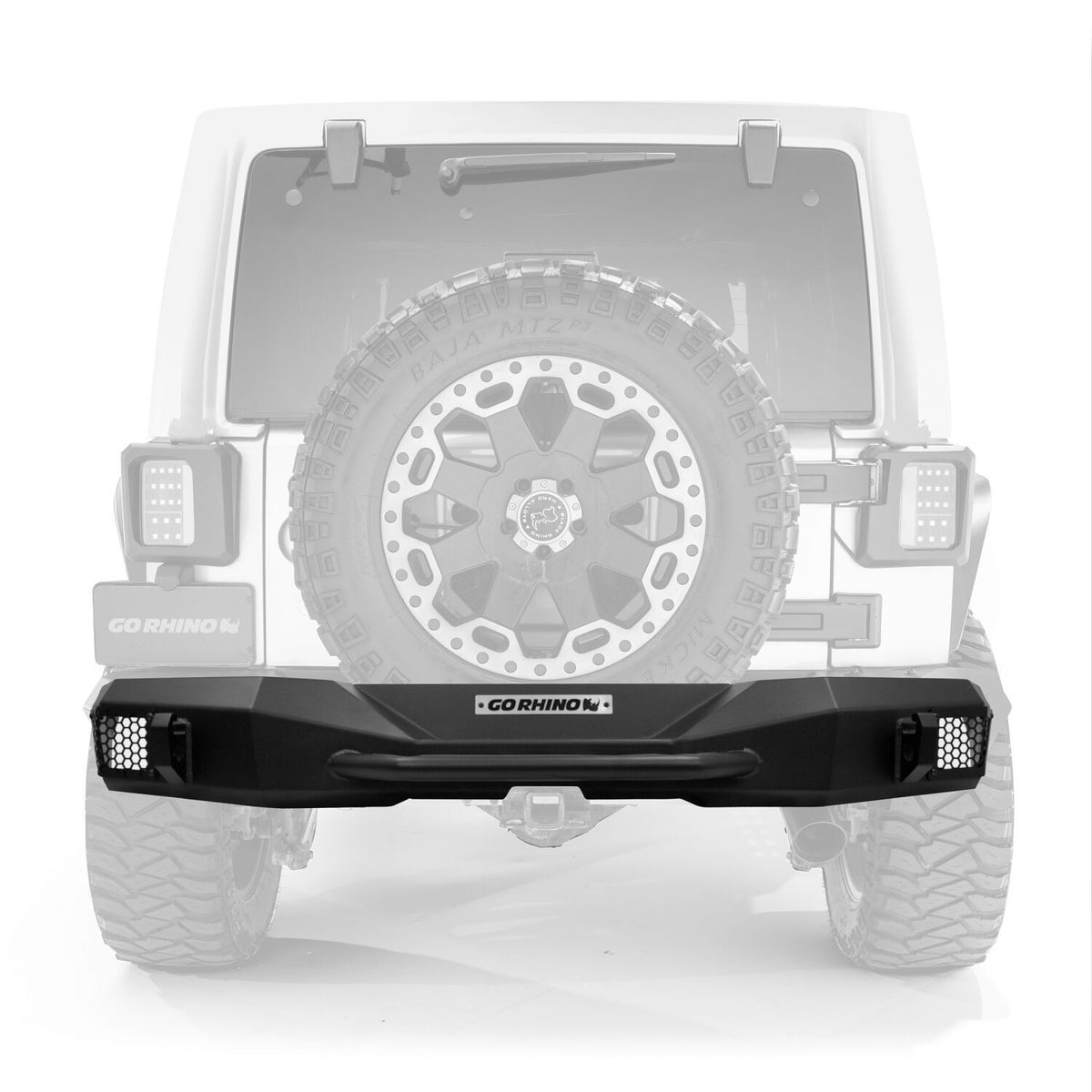 Rockline Rear Stubby Bumper Textured Black For 2007-2018 Jeep Wrangler JK Go Rhino