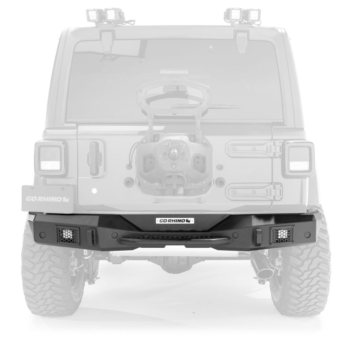 Rockline Rear Full Width Bumper Textured Black For 2007-2018 Jeep Wrangler JK Go Rhino