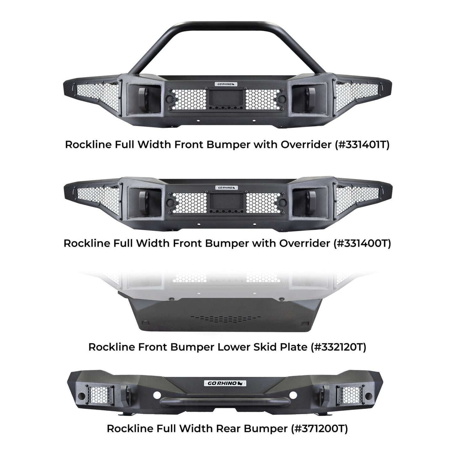 Rockline Rear Full Width Bumper for Ford Bronco Textured Black 2021-2026 Ford Bronco Go Rhino