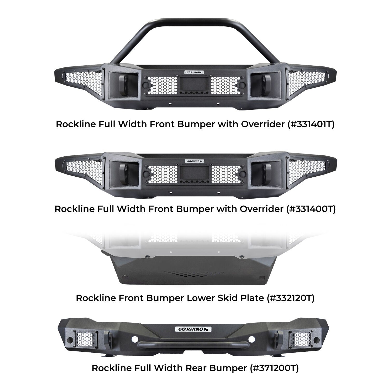Rockline Rear Full Width Bumper for Ford Bronco Textured Black 2021-2026 Ford Bronco Go Rhino