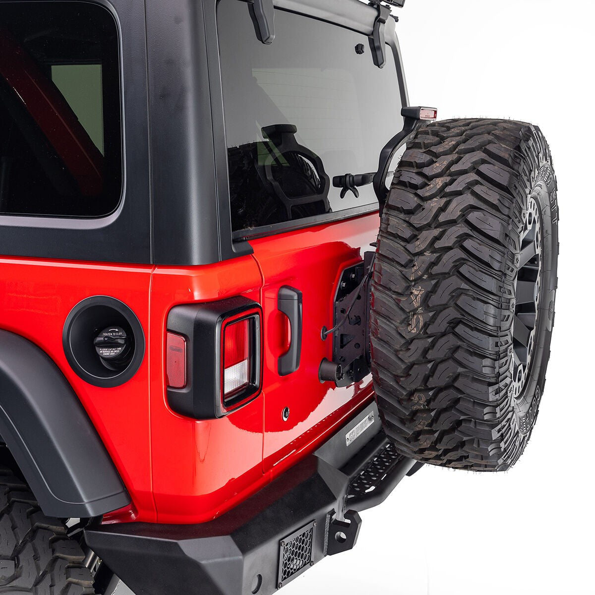 Rockline Spare Tire Relocation Textured Black 2018-2026 Jeep Wrangler Go Rhino