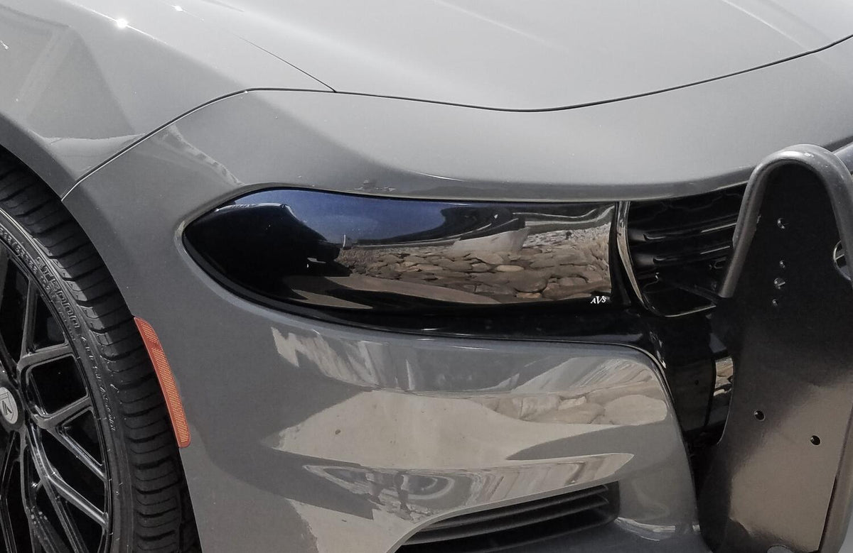 Headlight Covers for 2015-2023 Dodge Charger Smoke Black Out 2pc. AVS