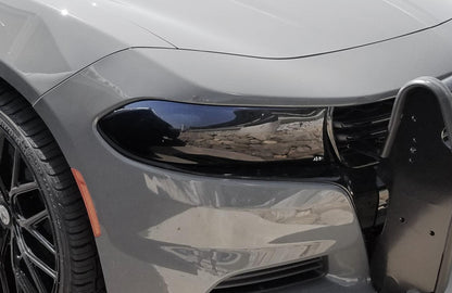 Headlight Covers for 2015-2023 Dodge Charger Smoke Black Out 2pc. AVS