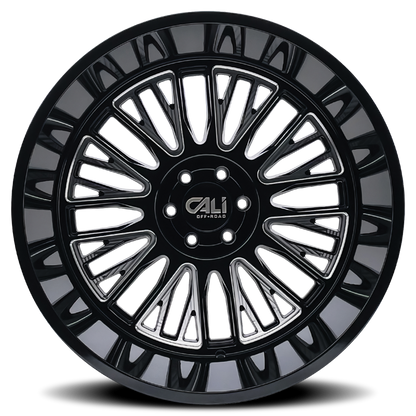 Cali Off-Road 9116 Vertex 24x14 / 6x139.7 BP / -76mm Offset / 106mm Hub Gloss Black Milled Wheel