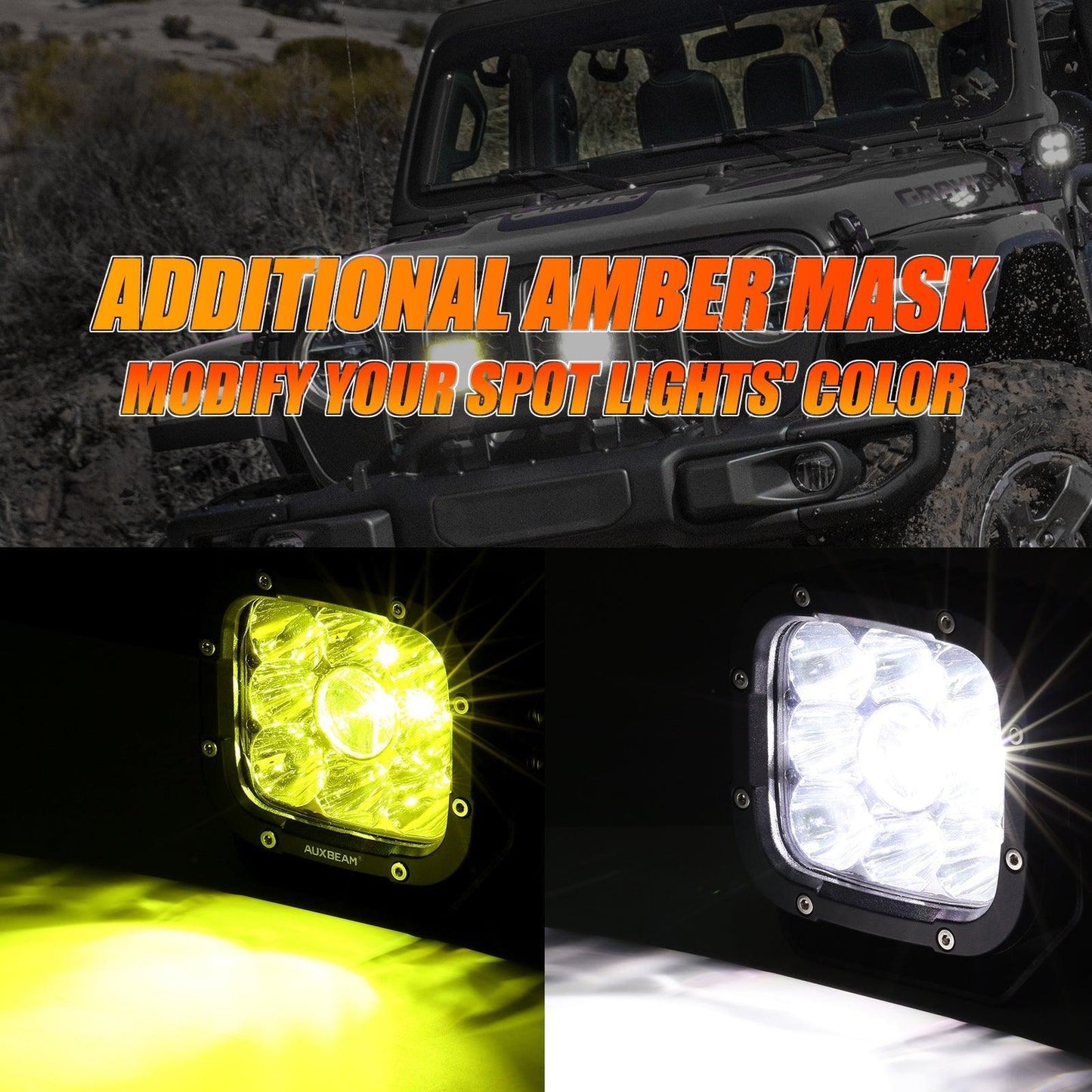 5 Inch 110W White/Amber Spot Light LED Driving Lights for Dodge Ram 1500/2500/3500