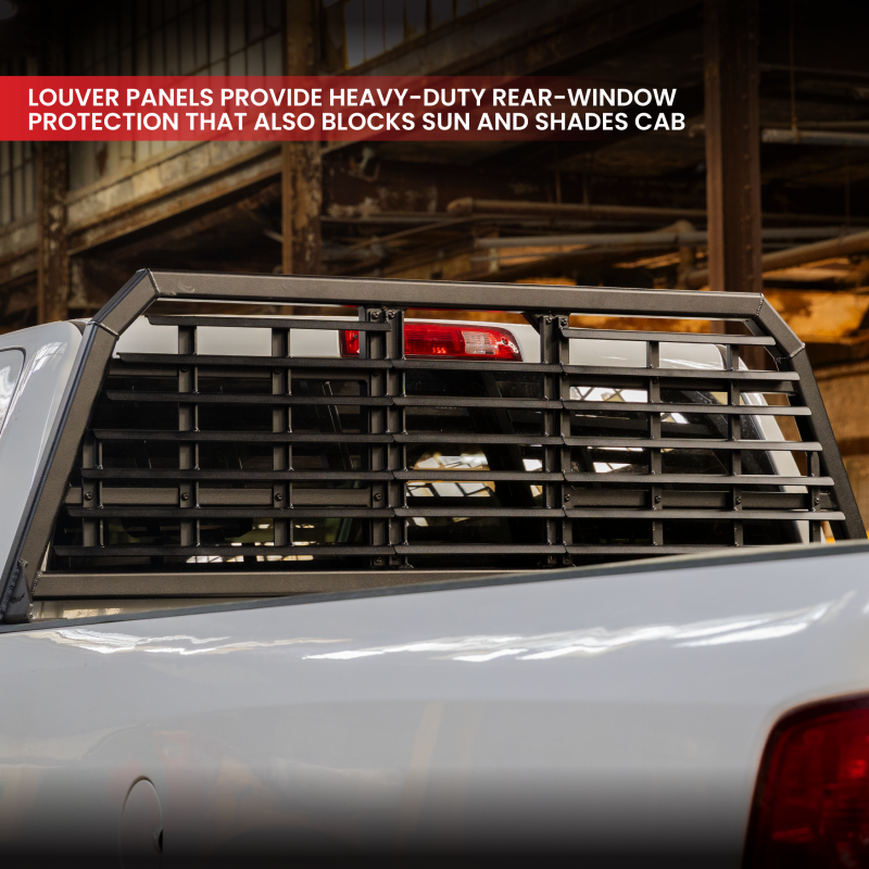 Gen-Y 19+ Dodge Ram 2500/3500 Defender Headache Rack/ 3-Louver Panels - Black