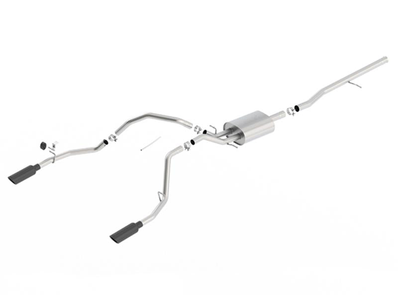 Borla 14 Silv/Sierra C/B Exhaust ATAK 1500 5.3L V8 AT/MT 2&4WD Ext Cab (78.7) WB - Black Chrome