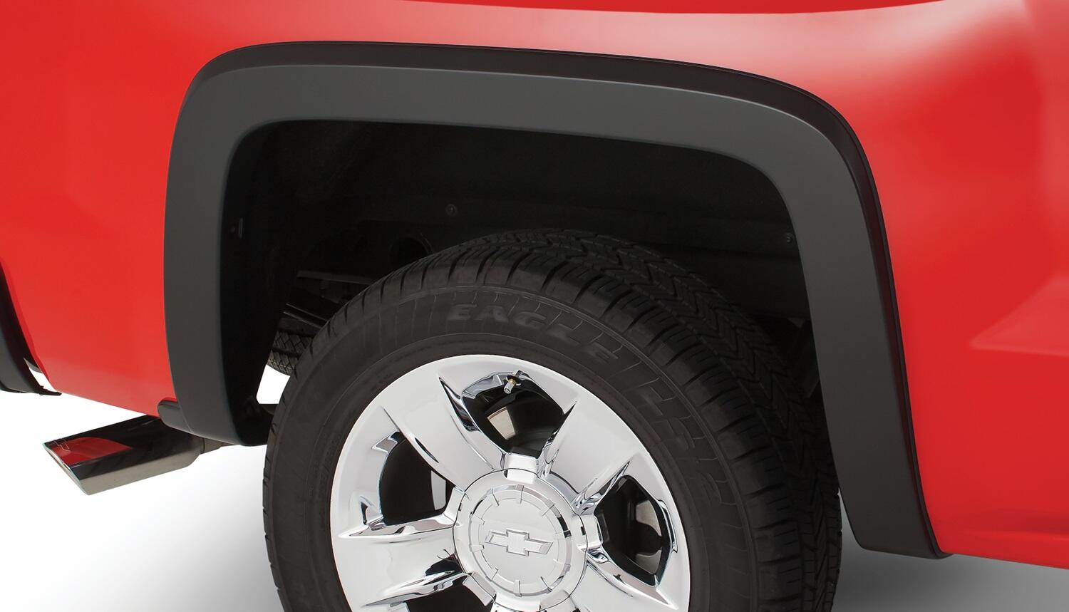 Black OE Style Smooth Finish Rear Fender Flares For 2007-2013 Silverado 1500, 2007-2014 Silverado 2500 Hd, 3500 Fits 78.7/97.6 Inch Bed Bushwacker