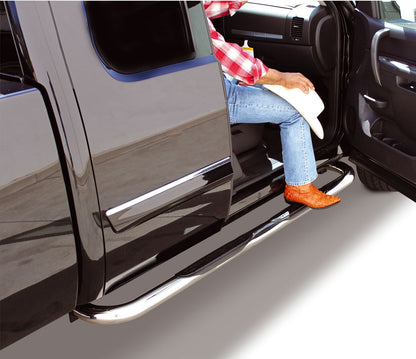 4000 Series SideSteps With Mountins Bracket Kit Polished Stainless Steel 1999-2013 Silverado/Sierra 1500/2500/3500 HD Go Rhino