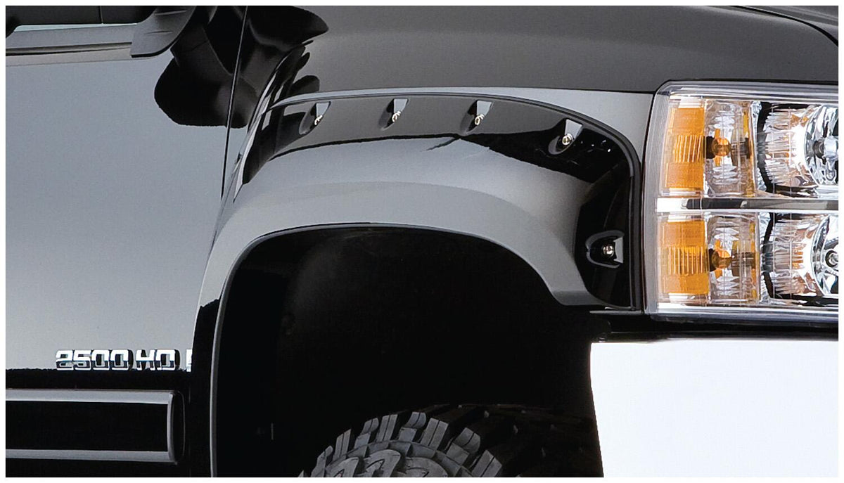Black Cutout Style Smooth Finish 4-Piece Fender Flare Set For 2007-2013 Chevrolet Silverado 1500 Fits 69.3 Inch Bed Bushwacker