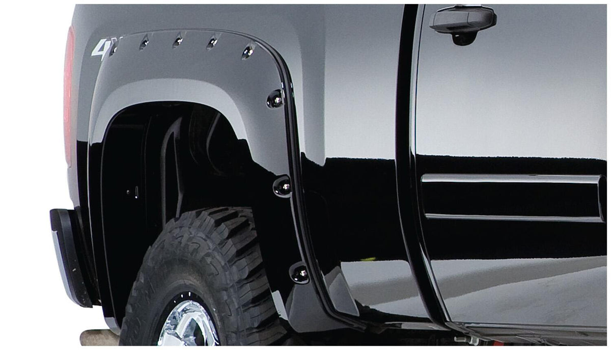 Black Cutout Style Smooth Finish 4-Piece Fender Flare Set For 2007-2013 Chevrolet Silverado 1500 Fits 69.3 Inch Bed Bushwacker