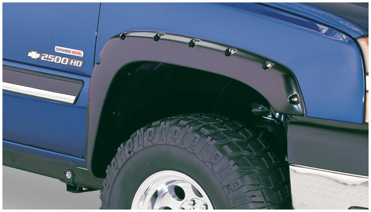 Black Pocket/Rivet Style Smooth Finish 4-Piece Fender Flare Set For 2021-2022 Chevrolet Colorado 61.7 In Bed Bushwacker